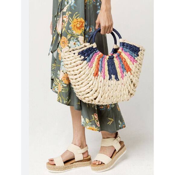 LUCKY BRAND BARIA STRAW BAG PURSE TOTE SHOPPER NWT - Picture 1 of 12